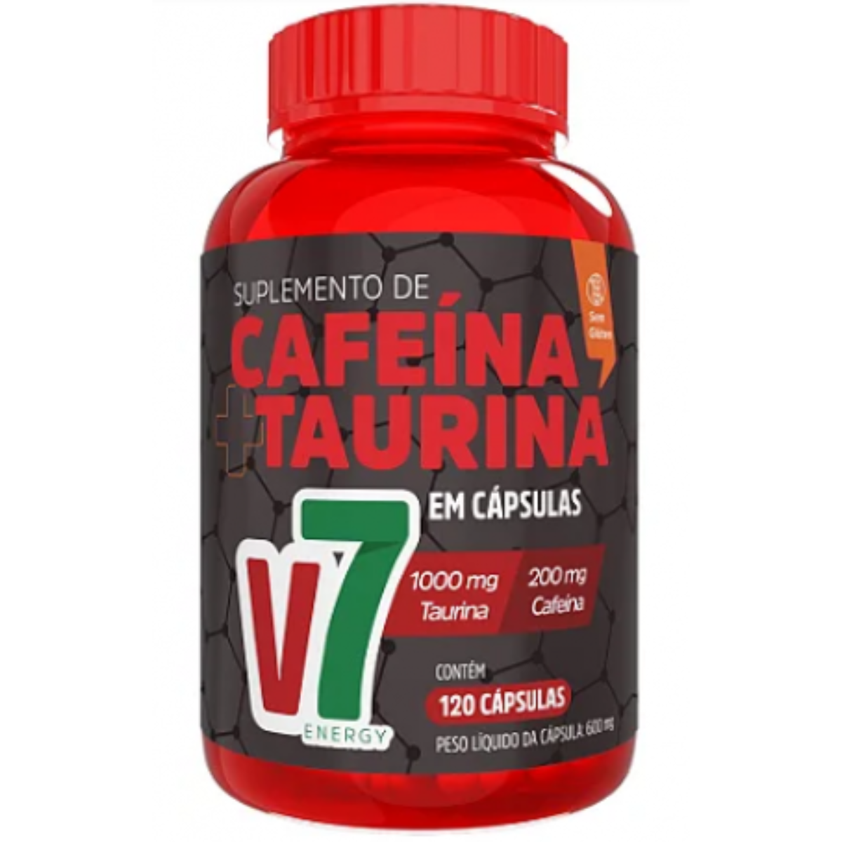 Cafeína com Taurina 600mg – 120 Cápsulas – V7 Energy